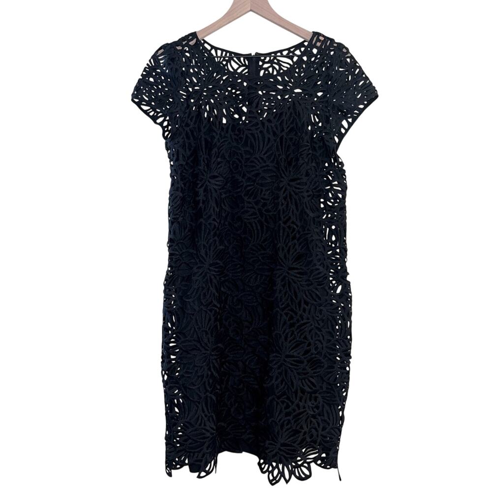 MILLY all black large lace whimsigoth evening dress M